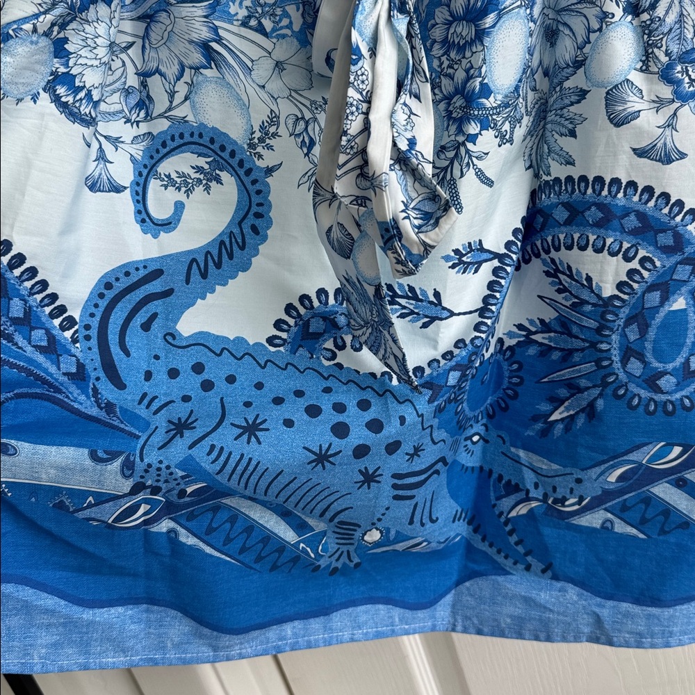 Blue Patterned Mini Dress - Picture 3 of 13